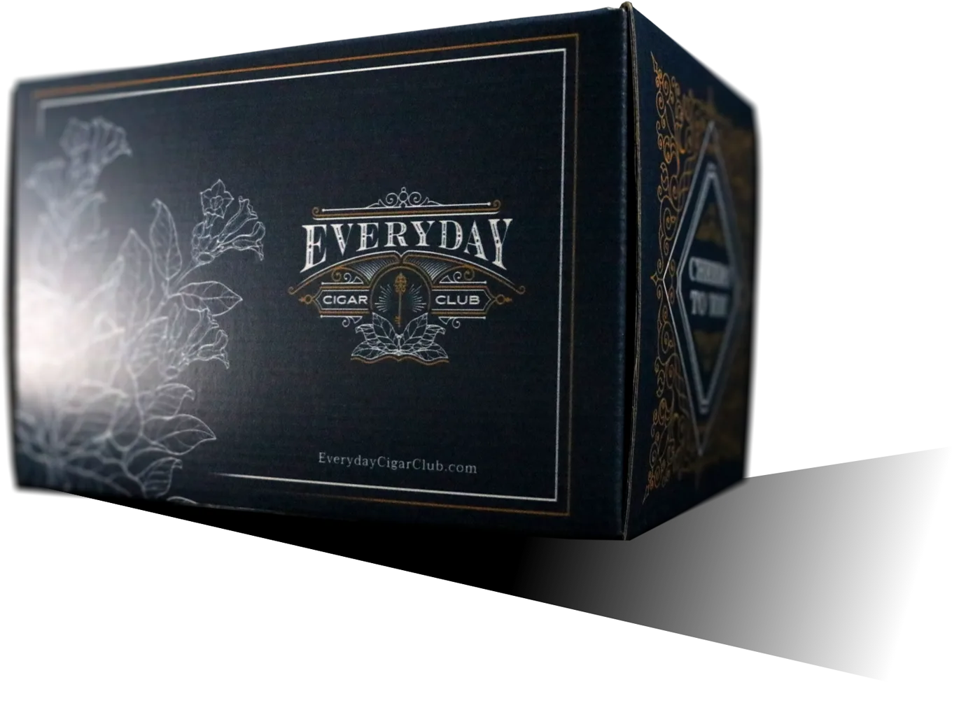 The Everyday Cigar Club quarterly box, open, showing three blend pouches
