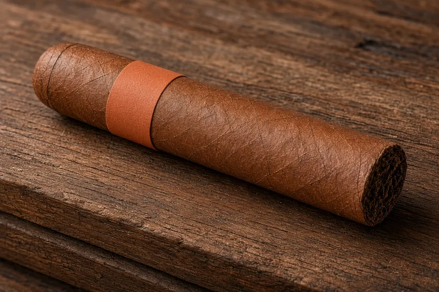 Ember Corojo — a reddish-brown Nicaraguan corojo cigar on weathered wood